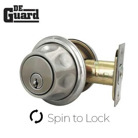 DeGuard Single Cylinder “Spin To Lock” Deadbolt – Satin Chrome – Grade 3 – KW1