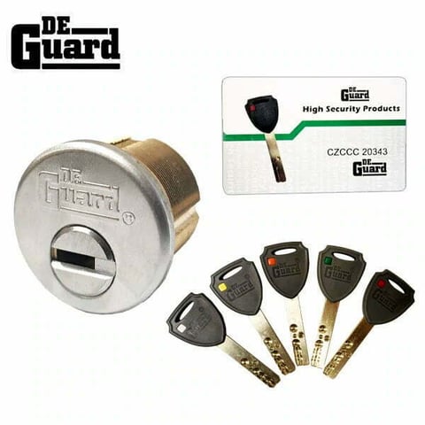 DeGuard High Security – RIM/Mortise Cylinder – 1-1/8″- 206 Keyway – US26D – Satin Chrome