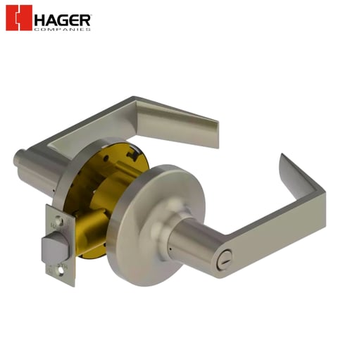 Hager – 3440 – 2-3/4” Lever / Grade 1 Cylindrical / Privacy (F76A) / US26D / Withnell / ASA