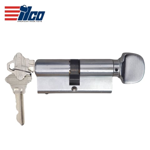 ILCO – 52336 – Euro Profile Cylinder Turnknob Inside / 30mm x 10mm x 30mm / 6-Pin / Schlage C-K / KD / 26D – Satin Chrome