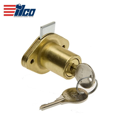 ILCO – 7/8″ (20mm) Drawer Lock With 620 Cam / KD / Brass