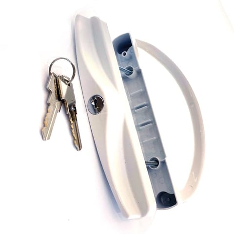 KeyDirect Patio Lock W/ Mortise and Key / Black/White Finish
