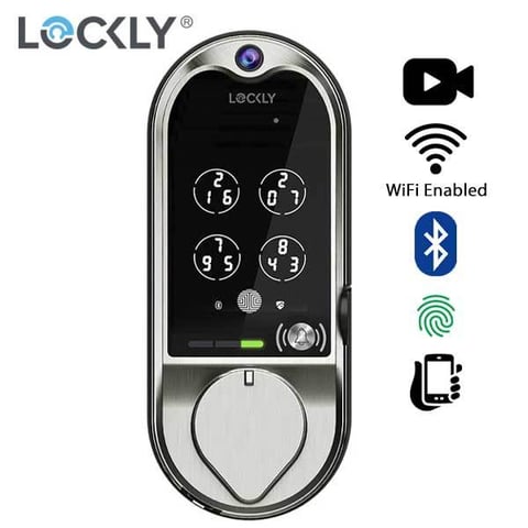 Lockly – PGD798SN – Vision Doorbell Video Camera Smart Lock Deadbolt – Fingerprint Reader – Bluetooth – WiFi Hub – Satin Nickel