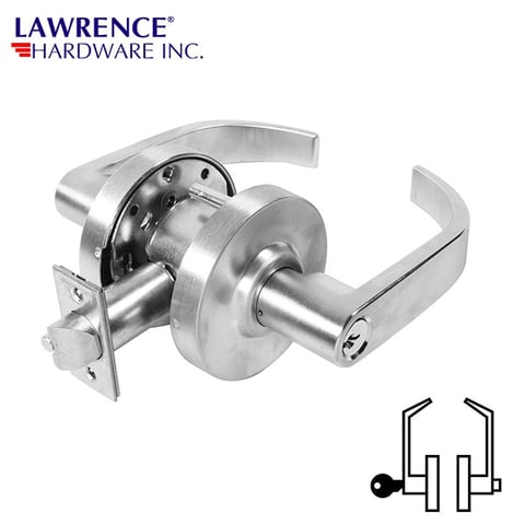 LAWRENCE HARDWARE 5000 Series – Grade 1 – Entrance – 26D Lever Lockset – Trim R / LH5004