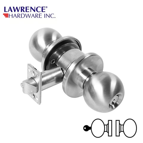 LAWRENCE HARDWARE 5000 Series – Grade 1 – Storeroom Lock – 32D – Heavy Duty Ball Knob / Door Knob / LH5007