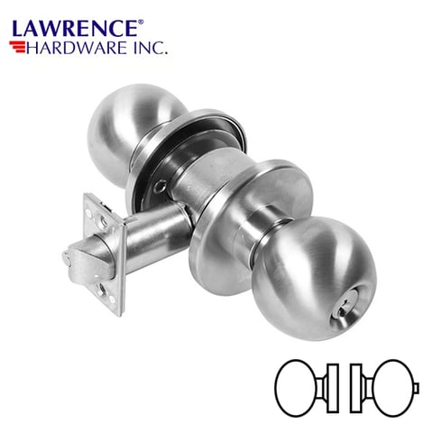 LAWRENCE HARDWARE 5000 Series – Grade 1 – Privacy Lock – 32D – Heavy Duty Ball Knob / Door Knob / LH5022