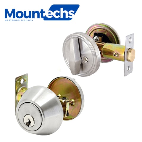 MounTechs – Grade 3 Deadbolt – Single Cylinder – SC1 Schlage – Adjustable Latch – Removable Cylinder – C32D Stainless Steel