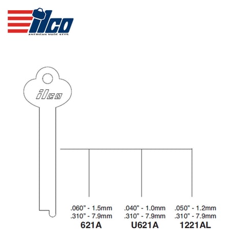 ILCO – 1221AL Yale Flat Steel Key Blank