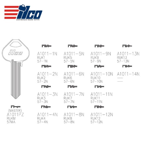 ILCO – A1011-13N Russwin Metal Key Blank