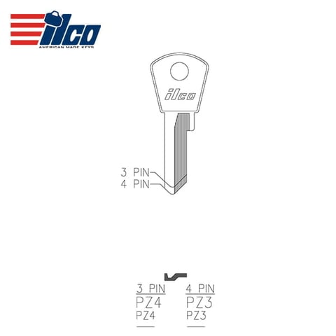 ILCO – PZ4 Key Blank for Papaiz
