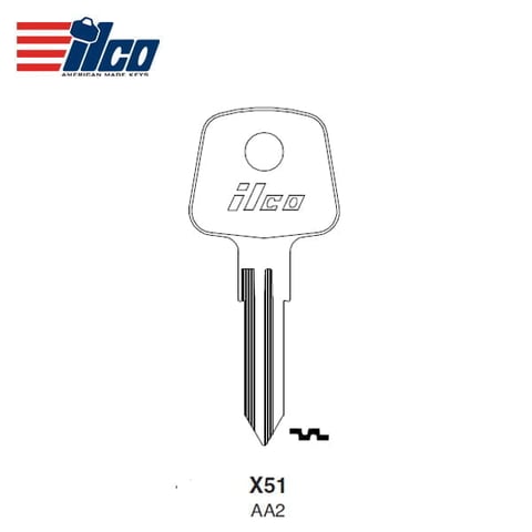 ILCO – Audi / Bedford / Honda / Volvo Key Blank / X51-AA2