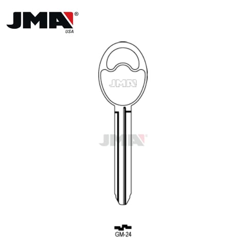 JMA – X225-B80 GM Metal Key Blank / Nickel Plate / GM-24