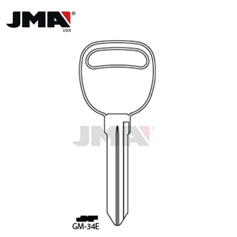 JMA –  B91 / P1111 GM Metal Key Blank / Nickel Plate / GM-34E