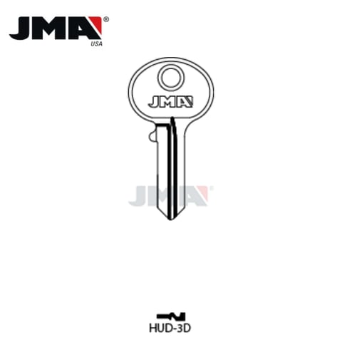 JMA – R1003M – BO1 Metal Key Blank for Bommer and Hudson Locks / Nickel Plate / HUD-3D