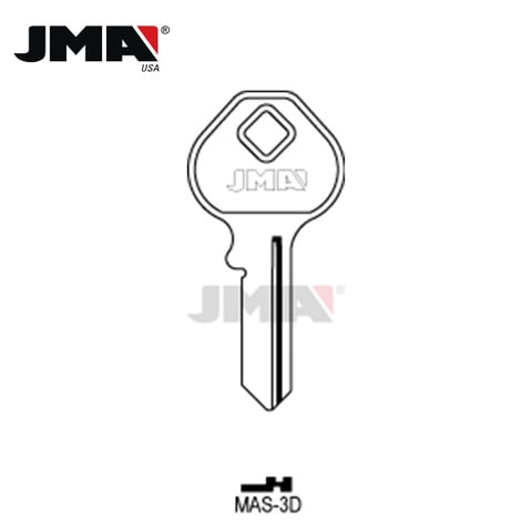 JMA – 1092D M12 Master Padlock Metal Key Blank / Nickel Plate / MAS-3D