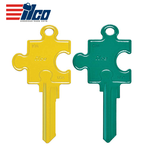 ILCO – Green Yellow Puzzle Mates Key Blank – SC1 / KW11 / WR5
