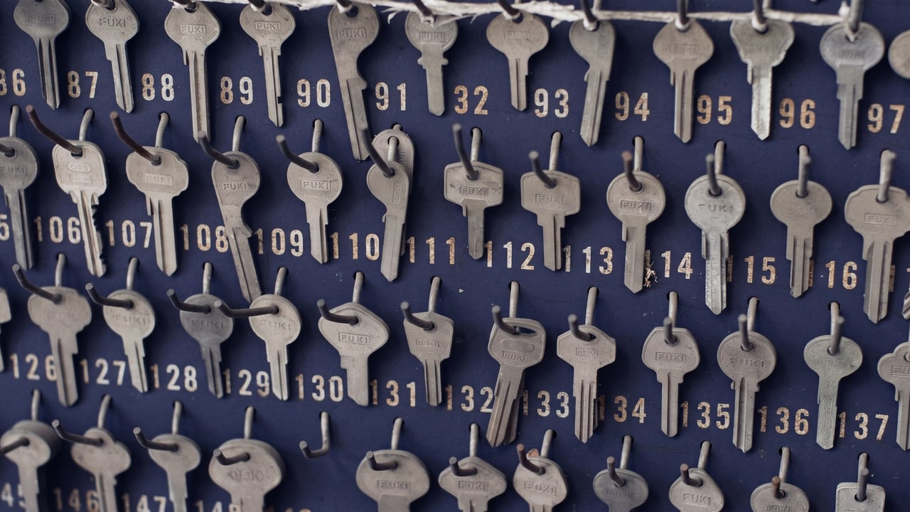 Numbered keys hanging on a key board