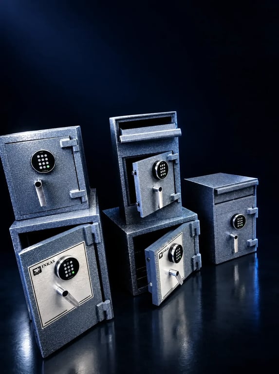 INKAS safes lit against a dark background