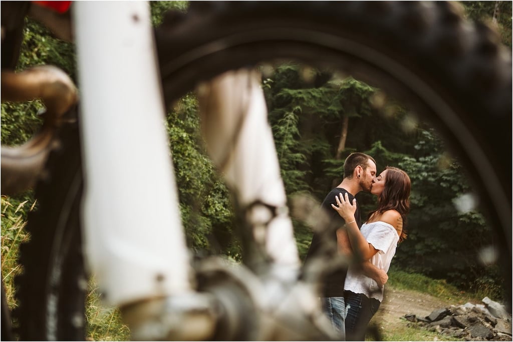 Snohomish engagement session at The Lookout Lodge with KTM dirtbikes and beer in the smoky sunset