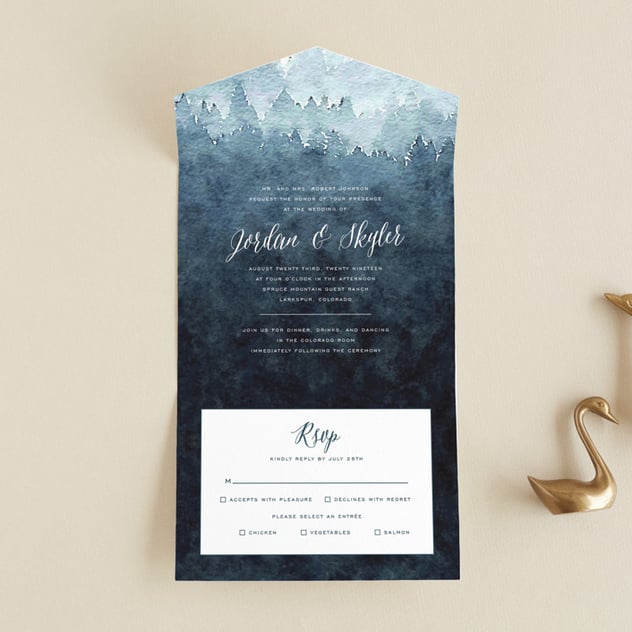 minted wedding invitation mountain retreat