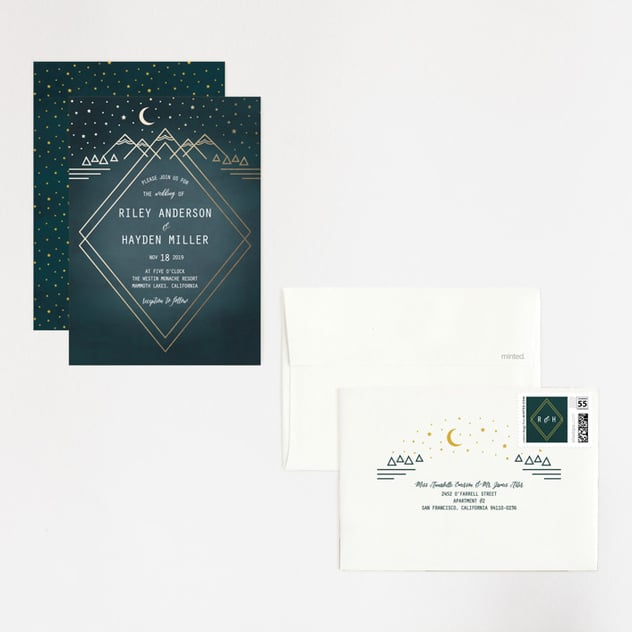 minted wedding invitation mountain sky