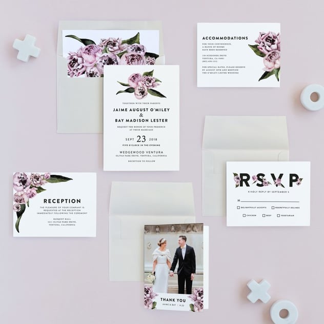 minted wedding invitation peony