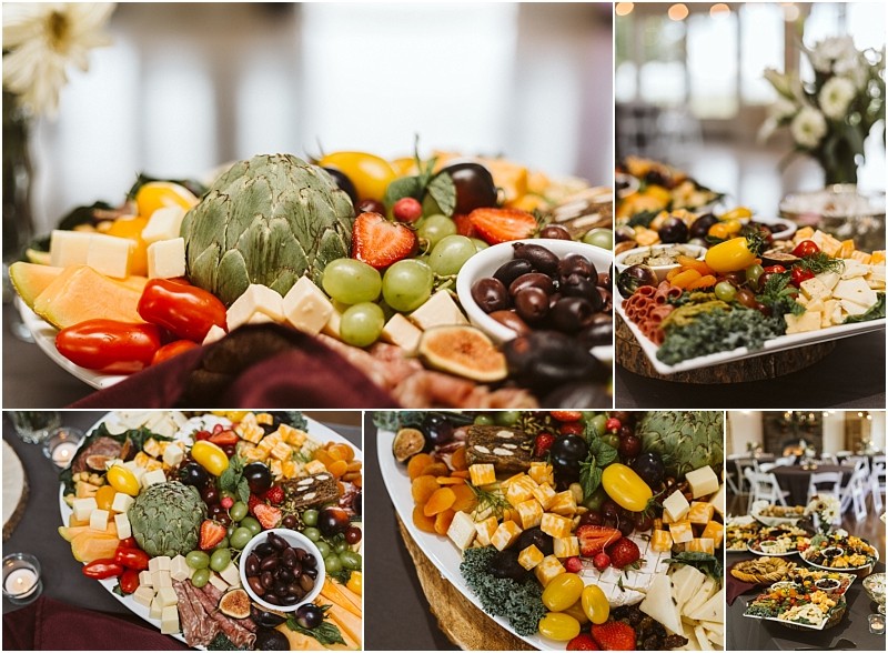 Premier Snohomish & Seattle Wedding Photographer | GSquared Weddings Photography A collage of cheese and charcuterie boards with assorted cheeses, grapes, strawberries, olives, peppers, artichokes, figs, and crackers, beautifully arranged for a Snohomish Seattle wedding or engagement with elegant table settings in the background. 47.9129° N, 122.0982° W | Serving Snohomish, Seattle , Orlando & Beyond