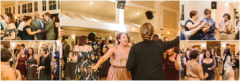 Premier Snohomish & Seattle Wedding Photographer | GSquared Weddings Photography A collage of Snohomish wedding reception photos shows guests dancing, laughing, and socializing in a warmly lit event space with large windows and festive decor. 47.9129° N, 122.0982° W | Serving Snohomish, Seattle , Orlando & Beyond