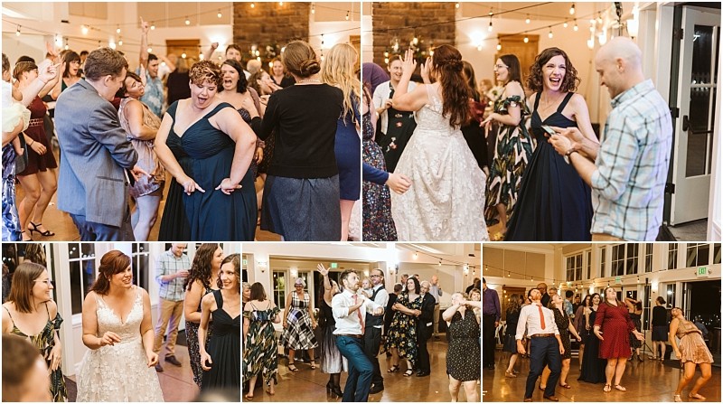 Premier Snohomish & Seattle Wedding Photographer | GSquared Weddings Photography A collage of Snohomish wedding reception photos shows guests, including the bride in a white dress, dancing, laughing, and celebrating together in a warmly lit indoor venue near Seattle. 47.9129° N, 122.0982° W | Serving Snohomish, Seattle , Orlando & Beyond