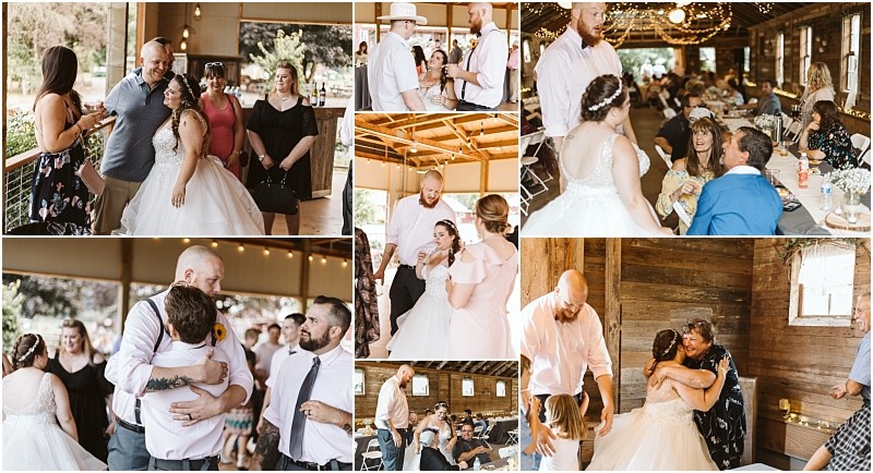 Premier Snohomish & Seattle Wedding Photographer | GSquared Weddings Photography A collage of Snohomish wedding reception photos shows a bride in a white gown and groom greeting guests, hugging family and friends, and celebrating with loved ones inside a rustic, decorated venue near Seattle. 47.9129° N, 122.0982° W | Serving Snohomish, Seattle , Orlando & Beyond