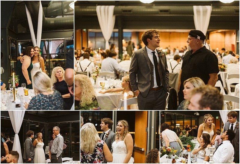 Premier Snohomish & Seattle Wedding Photographer | GSquared Weddings Photography A collage of Snohomish wedding reception scenes shows guests celebrating, including a bride in a white dress and groom in a suit, with tables decorated with flowers and warm lighting in a festive indoor Seattle venue. 47.9129° N, 122.0982° W | Serving Snohomish, Seattle , Orlando & Beyond