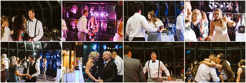 Premier Snohomish & Seattle Wedding Photographer | GSquared Weddings Photography A collage of eight photos shows guests dancing, talking, and celebrating at a vibrant indoor evening wedding reception near Seattle and Snohomish, with colorful lights and a lively atmosphere. 47.9129° N, 122.0982° W | Serving Snohomish, Seattle , Orlando & Beyond