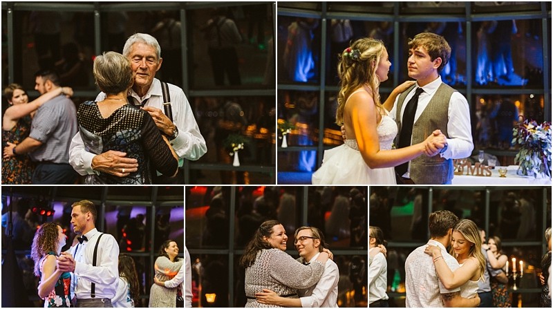 Premier Snohomish & Seattle Wedding Photographer | GSquared Weddings Photography A collage of five Snohomish wedding reception photos shows couples dancing together, including older and younger pairs, all smiling and enjoying the festivities in a warmly lit venue. 47.9129° N, 122.0982° W | Serving Snohomish, Seattle , Orlando & Beyond