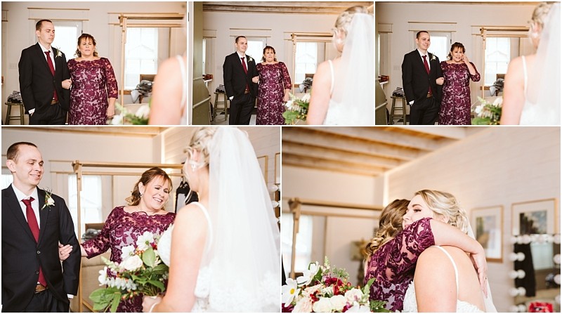 Premier Snohomish & Seattle Wedding Photographer | GSquared Weddings Photography A bride in a white dress shares an emotional first look with her parents inside a bright room at a Snohomish Seattle wedding; smiles, hugs, and joyful reactions fill this touching engagement moment. 47.9129° N, 122.0982° W | Serving Snohomish, Seattle , Orlando & Beyond