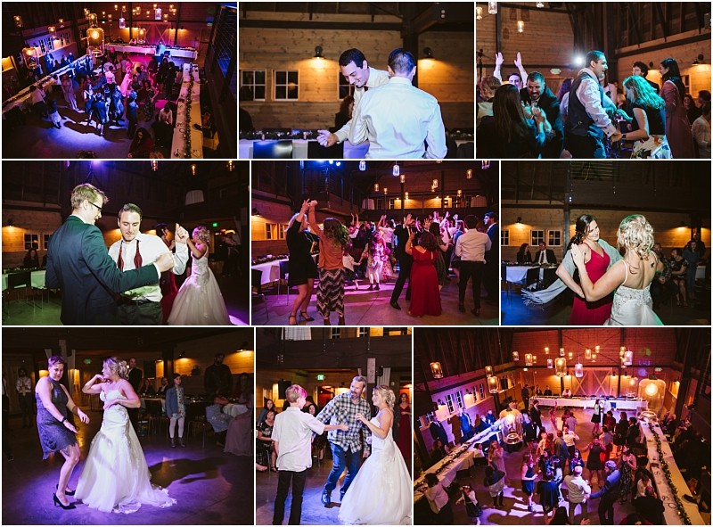 Premier Snohomish & Seattle Wedding Photographer | GSquared Weddings Photography A collage of wedding reception photos shows guests dancing, couples enjoying the dance floor, and festive lighting in a rustic Snohomish barn venue with wooden walls and string lights—perfect for a Seattle wedding or engagement celebration. 47.9129° N, 122.0982° W | Serving Snohomish, Seattle , Orlando & Beyond