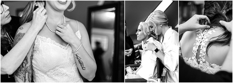 Premier Snohomish & Seattle Wedding Photographer | GSquared Weddings Photography A collage of three black-and-white photos captures Snohomish and Seattle wedding moments: brides getting ready, women in white robes, and hands fastening a bride’s necklace from behind—perfect inspiration for your engagement day. 47.9129° N, 122.0982° W | Serving Snohomish, Seattle , Orlando & Beyond