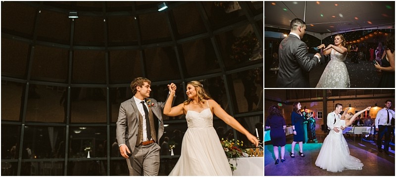 Premier Snohomish & Seattle Wedding Photographer | GSquared Weddings Photography A collage of three Snohomish wedding photos shows couples dancing. The largest image on the left features a smiling bride and groom spinning on the dance floor under a domed ceiling. The two smaller photos show other couples dancing at the reception. 47.9129° N, 122.0982° W | Serving Snohomish, Seattle , Orlando & Beyond