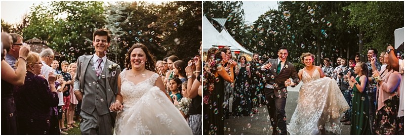 Premier Snohomish & Seattle Wedding Photographer | GSquared Weddings Photography Two newlywed couples walk joyfully through crowds of guests blowing bubbles at festive Snohomish and Seattle wedding celebrations, surrounded by smiles and love. 47.9129° N, 122.0982° W | Serving Snohomish, Seattle , Orlando & Beyond