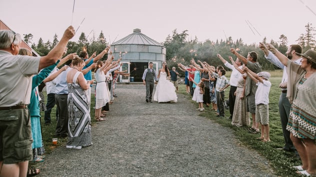 Wedding Sparkler Exit at Wisteria Gardens in Anacortes