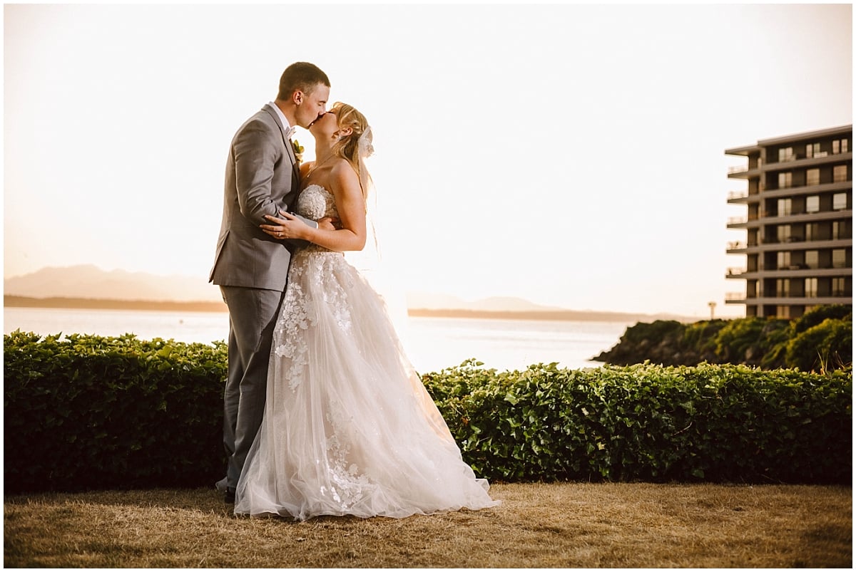 waterfront wedding at ballard elks wedding in seattle with portraits at golden gardens park