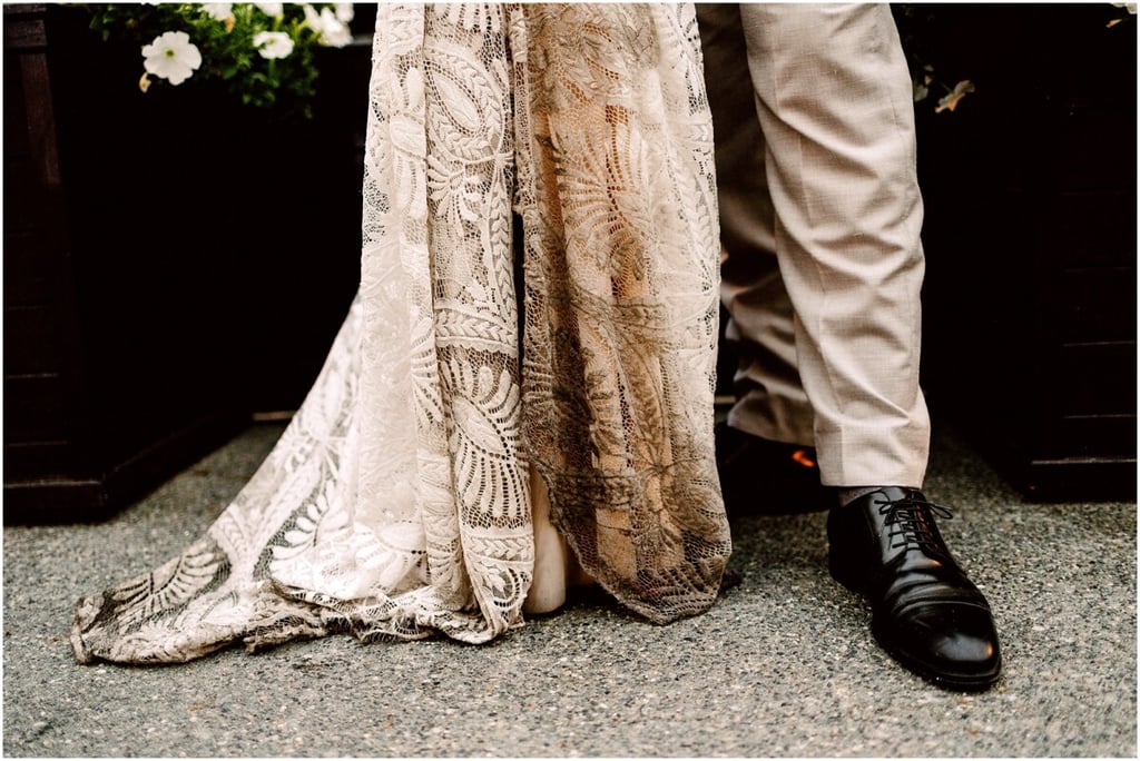 Gray Bridge Wedding bride and groom with ash on wedding dress and suit the day of the Bolt Creek Fire near Sultan Washington by GSquared Weddings Photography