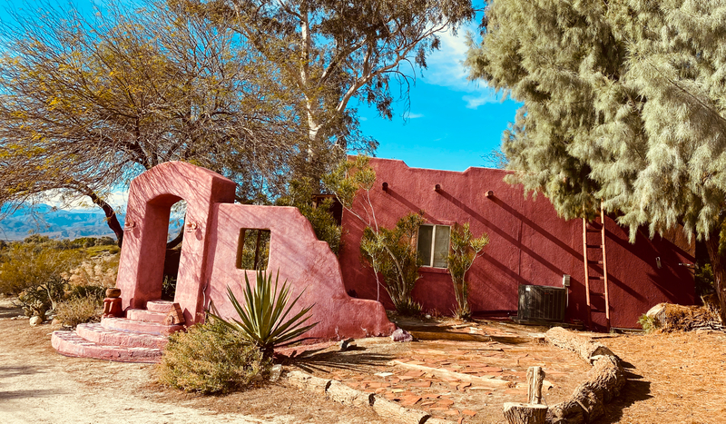 The Adobe Escape villa exterior at Bubbling Wells Oasis Desert Hot Springs