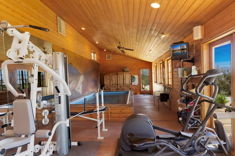 Private fitness center at Bubbling Wells Oasis corporate retreat
