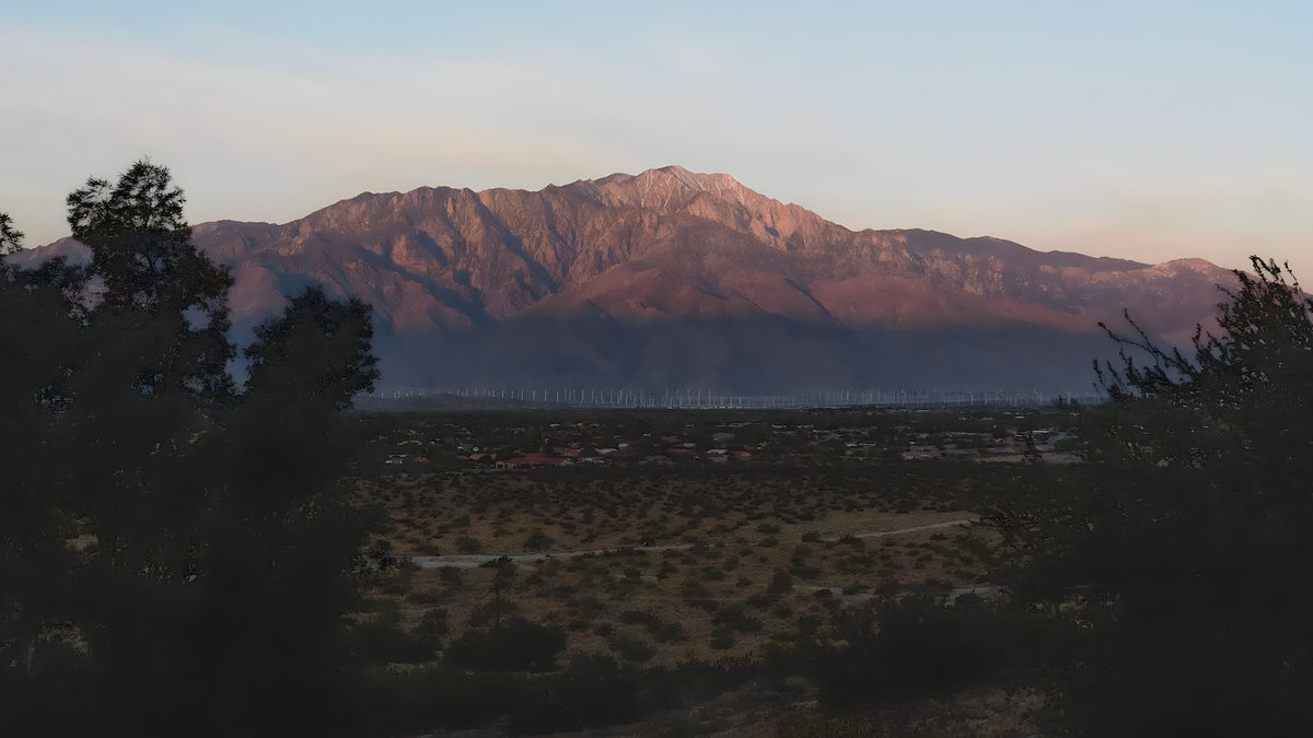 Desert mountain vista at sunset