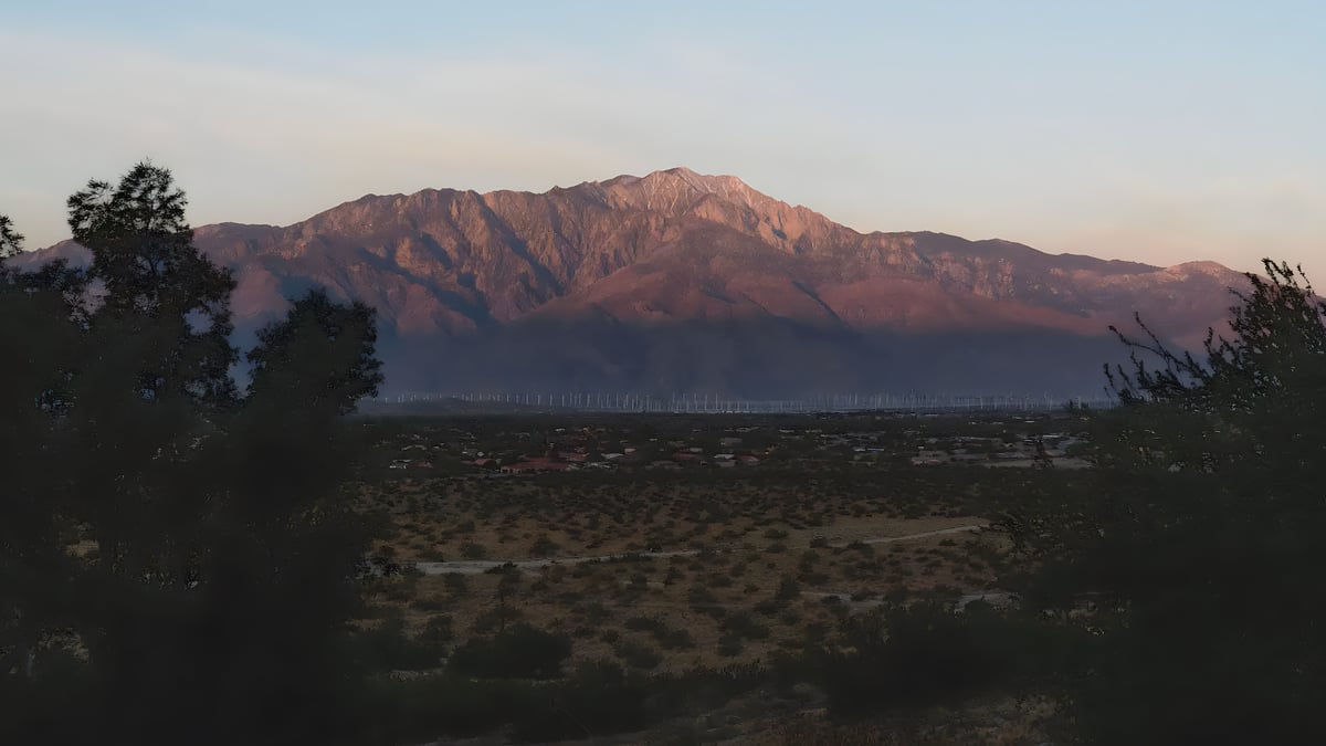 Desert mountain vista at sunset
