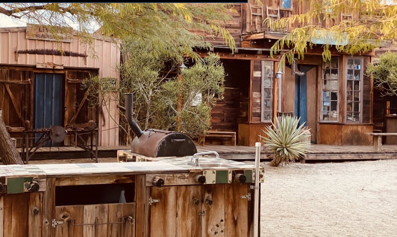Old West event space at Bubbling Wells Oasis Desert Hot Springs