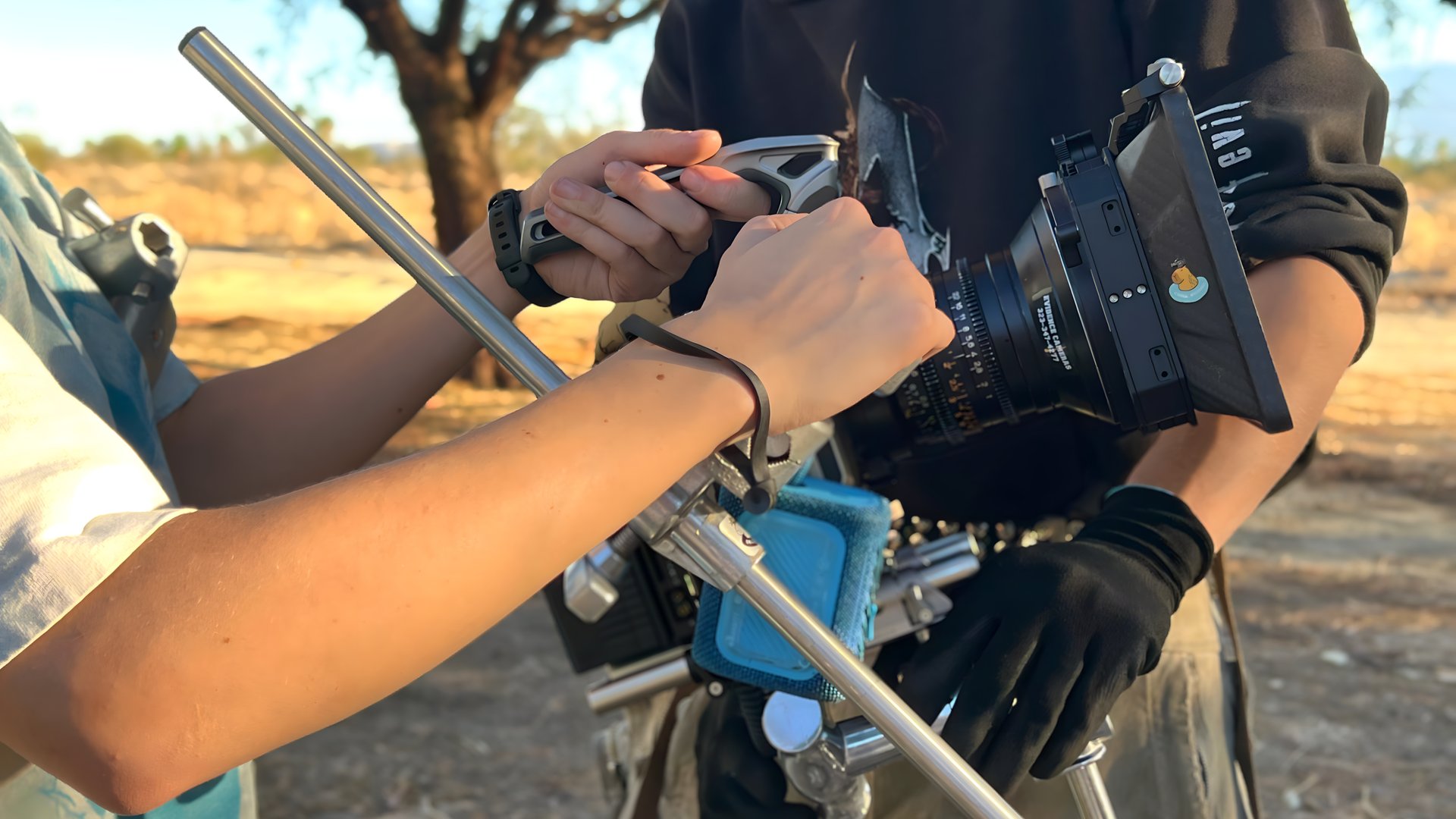 Desert Hot Springs film location with professional camera crew and natural hot springs filming backdrop