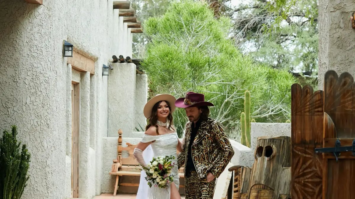 Couple in western-themed attire