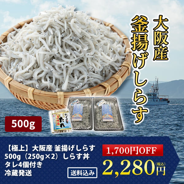 【極上】大阪産　釜揚げしらす　500g（250g×2）しらす丼タレ4個付き