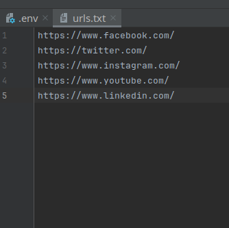 List the URLs in urls dot txt file